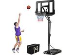 COSTWAY Basketballständer 245-305 cm höhenverstellbar Basketballkorb Basketballanlage mit 2 Rädern