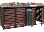 4 Contenitori Per Rifiuti HWC-K14, Contenitore Per Rifiuti Con Fioriera, 124X265X84Cm Wpc Acciaio Inox 132Kg ~ Aspetto Legno Di Noce
