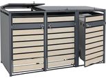 Xl 3/6 Posti HWC-J81, Contenitore Per Pattumiera, Metallo 95Kg Antracite ~ Faggio Marrone Chiaro