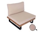 Poltrona HWC-H54, Poltrona Da Giardino, Legno Di Acacia Filato, Alluminio ® ~ Marrone Chiaro, Rivestimento Beige
