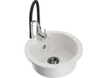 Mexen Diego Lavello In Granito A 1 Vasca Con Rubinetto Cucina Aster, Bianco - 6512-20-73450-07-B