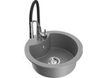 Mexen Diego Lavello In Granito A 1 Vasca Con Batteria Da Cucina Aster, Grigio - 6512-71-73450-07