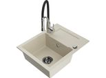 Mexen Enzo Lavello In Granito A 1 Vasca Con Sgocciolatoio E Rubinetto Da Cucina Aster, Beige - 6506-69-73450-07-B