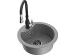 Mexen Diego Lavello In Granito A 1 Vasca Con Rubinetto Da Cucina Savita, Grigio - 6512-71-672601-70-B