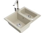 Mexen Carlos Lavello In Granito 1,5 Vasca Con Miscelatore Da Cucina Rita, Beige - 6518-69-670300-00