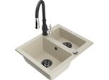 Mexen Carlos Lavello In Granito 1,5 Vasche Con Rubinetto Da Cucina Savita, Beige - 6518-69-672601-70
