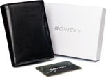 Rovicky | Portafoglio Da Uomo, Riccamente Accessoriato, In Pelle Naturale Granulata Rfid, Nero, 9,5X13 Cm