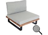 Poltrona HWC-H54, Poltrona Da Giardino, Legno Di Acacia Filato, Alluminio ® ~ Marrone Chiaro, Rivestimento Grigio Chiaro