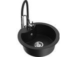 Mexen Diego Lavello In Granito A 1 Vasca Con Miscelatore Cucina Aster, Nero - 6512-77-73450-07