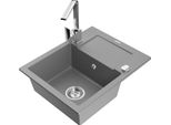 Mexen Enzo Lavello In Granito A 1 Vasca Con Scolapiatti E Rubinetto Da Cucina Rita, Grigio - 6506-71-670300-00