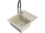 Mexen Enzo Lavello In Granito A 1 Vasca Con Sgocciolatoio E Rubinetto Da Cucina Aster, Beige - 6506-69-73450-07
