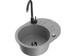 Mexen Kevin Lavello In Granito A 1 Vasca Con Sgocciolatoio E Miscelatore Cucina Telma, Grigio - 6517-71-670200-70-B