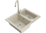 Mexen Carlos Lavello In Granito 1,5 Vasche Con Miscelatore Da Cucina Telma, Beige - 6518-69-670200-69