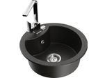 Mexen Diego Lavello In Granito A 1 Vasca Con Rubinetto Da Cucina Rita, Nero/Oro Metallizzato - 6512-75-670300-00