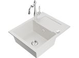 Mexen Enzo Lavello In Granito A 1 Vasca Con Scolapiatti E Miscelatore Da Cucina Carla, Bianco - 6506-20-670700-00