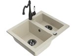 Mexen Carlos Lavello In Granito 1,5 Vasche Con Rubinetto Da Cucina Carla, Beige - 6518-69-670700-70