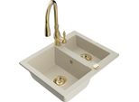 Mexen Carlos Lavello In Granito 1,5 Vasche Con Rubinetto Cucina Savita, Beige - 6518-69-672601-50