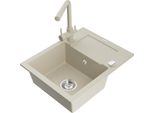 Mexen Enzo Lavello In Granito A 1 Vasca Con Scolapiatti E Miscelatore Da Cucina Duero, Beige - 6506-69-671600-69