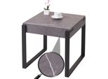 Tavolino HWC-L53, Tavolino Da Salotto Tavolino Da Salotto, Metallo 51X50X54Cm ~ Marmo Grigio