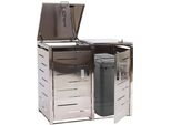 Coperchio Per Pattumiera A 2 Scomparti HWC-E83, Coperchio Per Pattumiera, Estensibile 103X115X63Cm ~ Acciaio Inox 38Kg