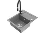 Mexen Enzo Lavello In Granito A 1 Vasca Con Scolapiatti E Rubinetto Da Cucina Savita, Grigio - 6506-71-672601-70