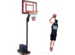 Costway Canestro 228-265 Cm Regolabile In Altezza, Canestro Con Supporto E 2 Ruote, Sistema Di Canestri Per Bambini, Adulti, Sistema Di Basket Mobile Per Interni Ed Esterni