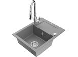 Mexen Enzo Lavello In Granito A 1 Vasca Con Gocciolatoio E Miscelatore Cucina Savita, Grigio - 6506-71-672601-00
