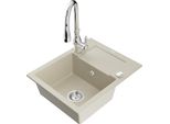 Mexen Enzo Lavello In Granito A 1 Vasca Con Scolapiatti E Rubinetto Da Cucina Savita, Beige - 6506-69-672601-00