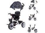 Chipolino Triciclo Matrix 2 In 1 Con Capottina Parasole, Sedile Reversibile, Cestino, Coprimozzo Nero A Fantasia