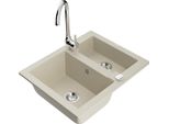 Mexen Carlos Lavello In Granito Da 1,5 Vasche Con Rubinetto Da Cucina Telma, Beige - 6518-69-670200-00