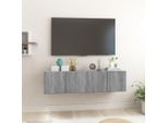 The Living Store Parete Tv Grigio Sonoma 2 Pezzi 60X30X30 Cm Materiale A Base Di Legno