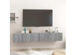 The Living Store Parete Tv Grigio Sonoma 3 Pezzi 60X30X30 Cm Materiale A Base Di Legno