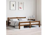 The Living Store Letto In Legno Massiccio Di Pino Marrone Miele 160X200 Cm