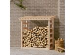 The Living Store Porta Legna 108X64,5X110 Cm In Legno Di Pino Massiccio
