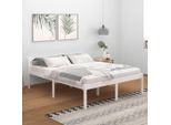 The Living Store Letto Senior Bianco 160X200 Cm In Legno Di Pino Massiccio