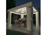 The Living Store Gazebo Con Tende E Luci Led 3X3 M Bianco Crema