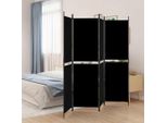The Living Store Paravento 4 Pezzi Nero 200X180 Cm Tessuto