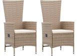 The Living Store Sedie Da Giardino 2 Pezzi Con Cuscini Poly Rattan Beige
