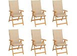 The Living Store Sedie Da Giardino 6 Pezzi Con Cuscini Beige In Teak Massiccio