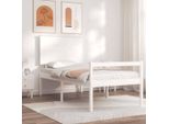 The Living Store Letto Senior Con Testiera 90X200 Cm In Legno Massiccio Bianco