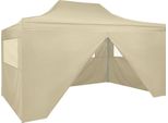 The Living Store Tenda Pop-Up Pieghevole Con 4 Pannelli Laterali 3 X 4,5 M Bianco Crema