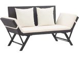 The Living Store Panca Da Giardino Con Cuscini 176 Cm In Poly Rattan Nero