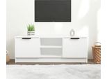 The Living Store Mobile Tv Bianco 102X35X36,5 Cm Materiale Legno