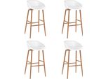 The Living Store Sgabello Da Bar 4 Pezzi. Colore Bianco
