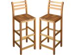The Living Store Sgabello Da Bar 2 Pz. Legno Massiccio Di Acacia