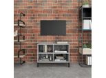The Living Store Mobile Tv Con Gambe In Metallo Grigio Sonoma 69,5X30X50 Cm