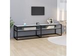 The Living Store Mobile Tv Bianco Effetto Marmo 160X40X40,5 Cm Vetro Temperato