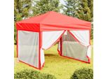 The Living Store Tenda Da Festa Pieghevole Con Pareti Laterali Rosse 3X3 M