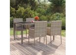 The Living Store Sedie Da Giardino Con Cuscino 4 Pz. Poli Rattan Grigio
