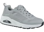 Skechers Uno, Scarpe Da Ginnastica Per Bambine In Tessuto, Scarpe Basse In Grigio Bianco, Sottopiede Air Cooled Memory Foam, Suola Flessibile